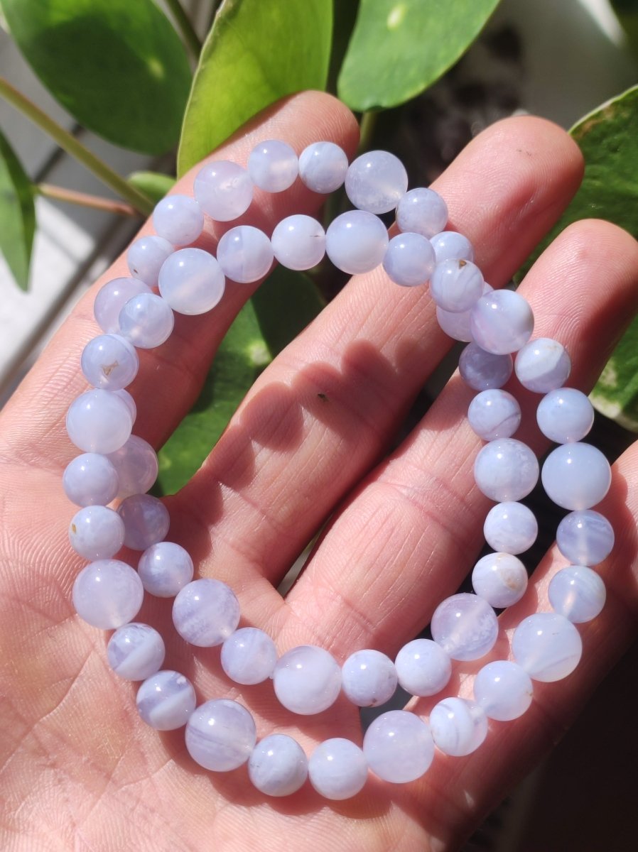 Chalcedon A blau - Edelstein Armband GOA Hippie Boho Natur Heilstein Geschenk Er Sie Mann Frau Heilstein Rarität Energie Kraft Chakra Selten - Art of Nature Berlin