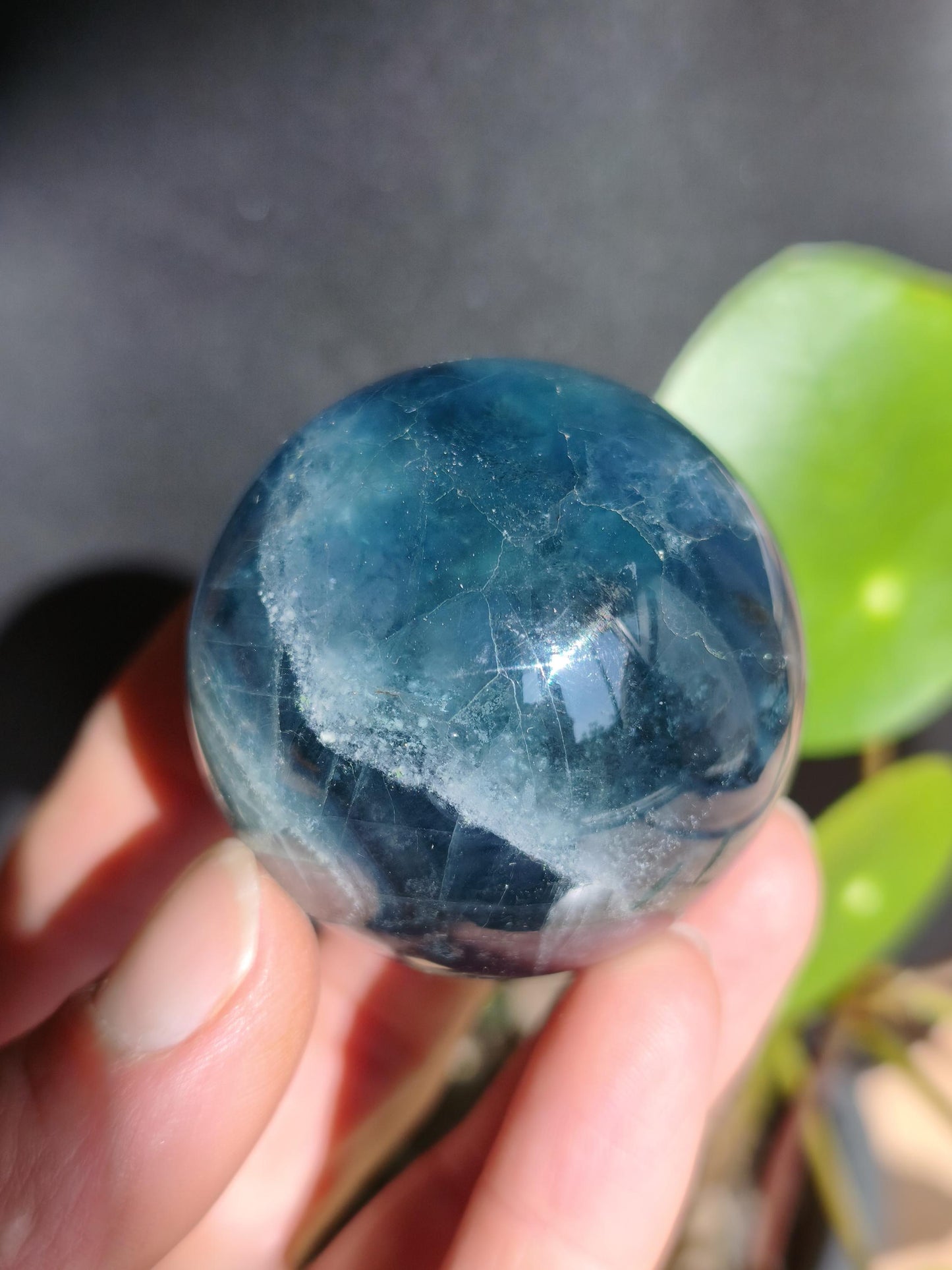 Fluorite bleu vert - Sphère pierre précieuse Déco Cristal lithothérapie Boule de méditation Cadeau Lui Elle Homme Femme petite amie Décoration Rareté