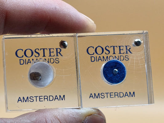 2 echte Diamanten – Brillant 0,03 ct & Rohdiamant ca. 0,6 ct | Coster Diamonds Amsterdam | Zertifikat von 1998 Mineralien Sammler Rarität - Art of Nature Berlin