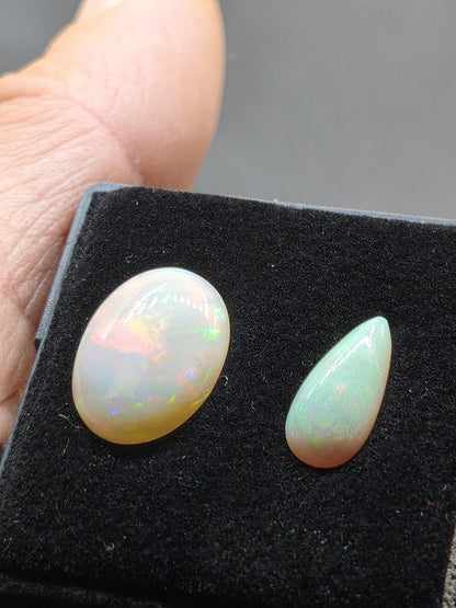2x Opal Winton AAA bunt Regenbogen Sammlerstein Mineralien Kristalle Cabochon natürlich Heilstein Rarität Muster Australien - Art of Nature Berlin