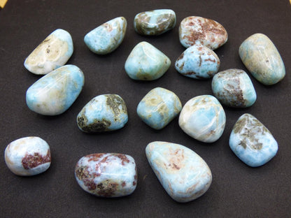 3x Larimar Trommelstein Dekostein Heilstein Wohnen Deko Energie Meer Blau Geschenk Er Sie Mann Frau Freundin Weihnachten Geburtstag Sammler - Art of Nature Berlin