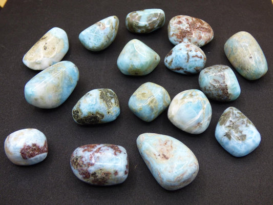 3x Larimar Trommelstein Dekostein Heilstein Wohnen Deko Energie Meer Blau Geschenk Er Sie Mann Frau Freundin Weihnachten Geburtstag Sammler - Art of Nature Berlin