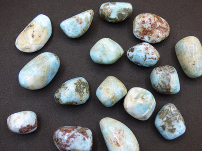 3x Larimar Trommelstein Dekostein Heilstein Wohnen Deko Energie Meer Blau Geschenk Er Sie Mann Frau Freundin Weihnachten Geburtstag Sammler - Art of Nature Berlin