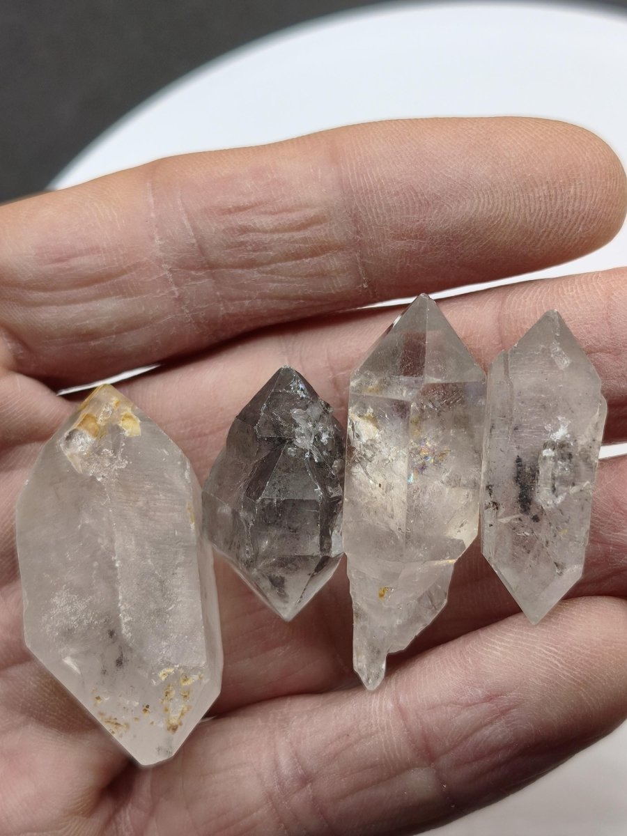 4x Zepter Chloritquarz LOT aus Erongo Namibia | Doppelender Natürlich Kristall Stufe Sammler Mineral Geschenk Set - Art of Nature Berlin