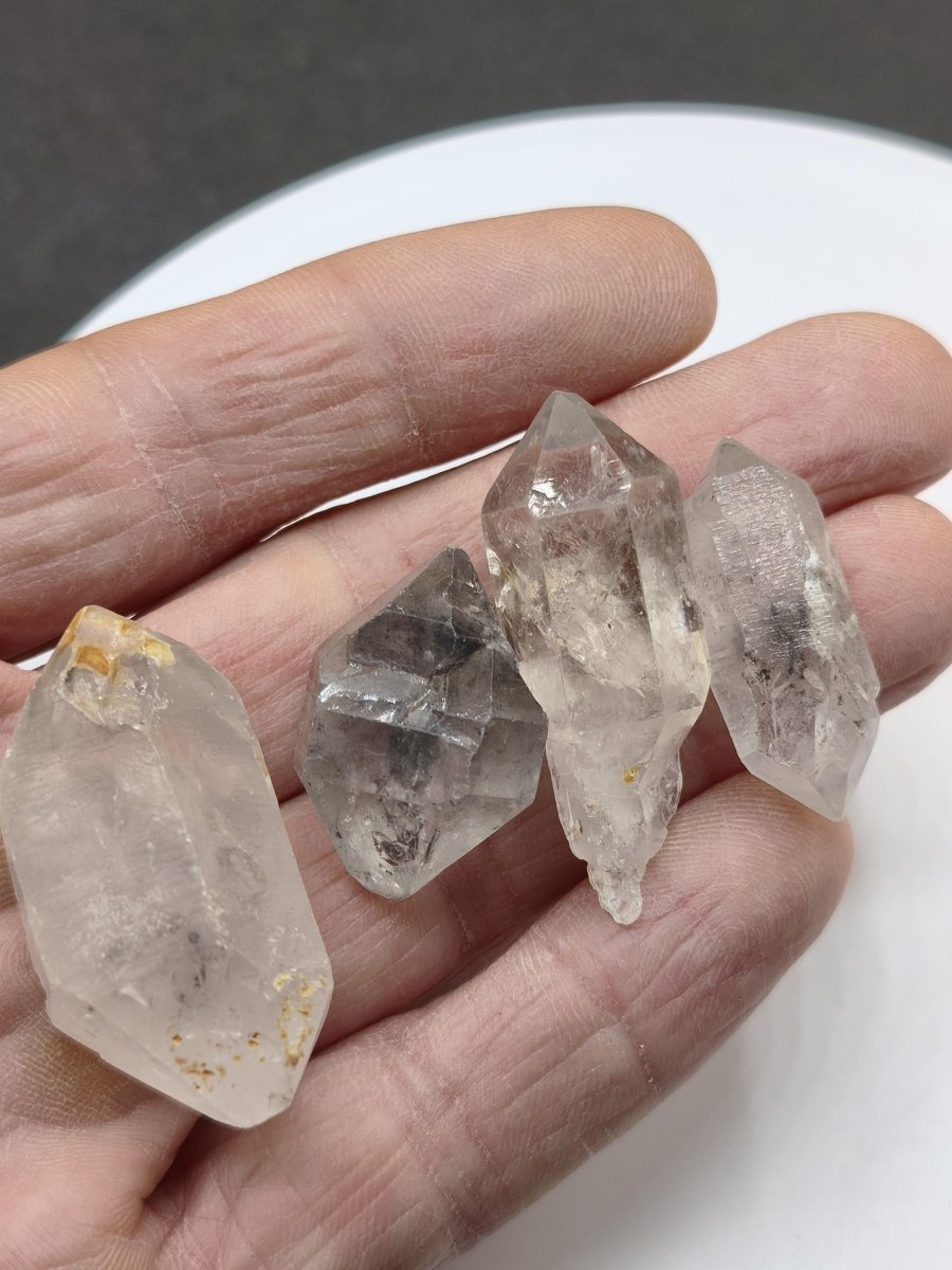 4x Zepter Chloritquarz LOT aus Erongo Namibia | Doppelender Natürlich Kristall Stufe Sammler Mineral Geschenk Set - Art of Nature Berlin