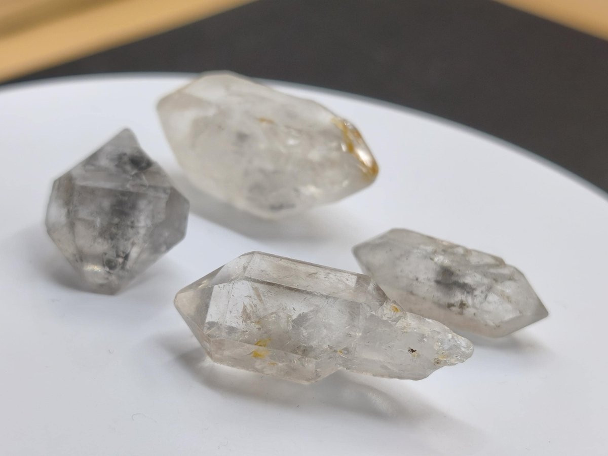 4x Zepter Chloritquarz LOT aus Erongo Namibia | Doppelender Natürlich Kristall Stufe Sammler Mineral Geschenk Set - Art of Nature Berlin