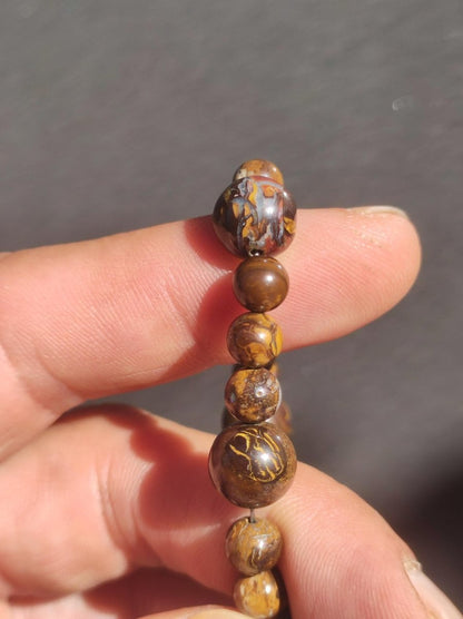 6&9mm Boulder Opal - Edelstein Perlen Armband *Unikat* Natur Heilstein Kristall Rarität Geschenk Mann Frau Mutter Er Sie braun Edelstahl - Art of Nature Berlin