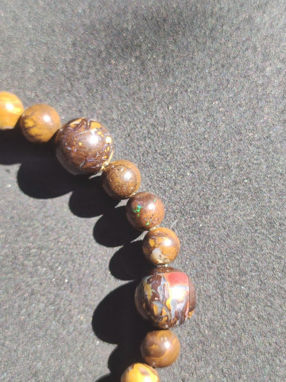6&9mm Boulder Opal - Edelstein Perlen Armband *Unikat* Natur Heilstein Kristall Rarität Geschenk Mann Frau Mutter Er Sie braun Edelstahl - Art of Nature Berlin