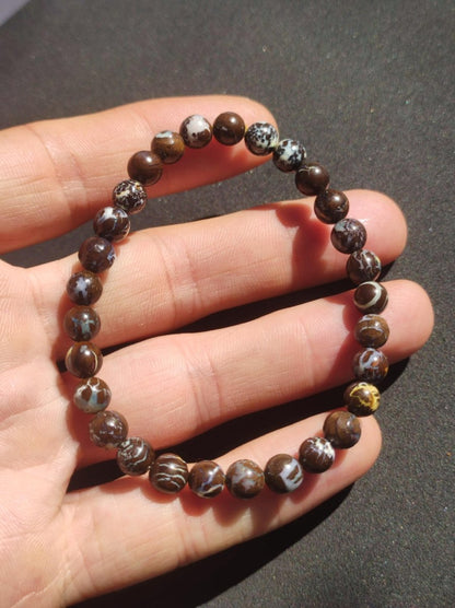 6mm Boulder Opal - Edelstein Perlen Armband *Unikat* Natur Heilstein echt Kristall Rarität Geschenk Mann Frau Mutter Er Sie braun - Art of Nature Berlin