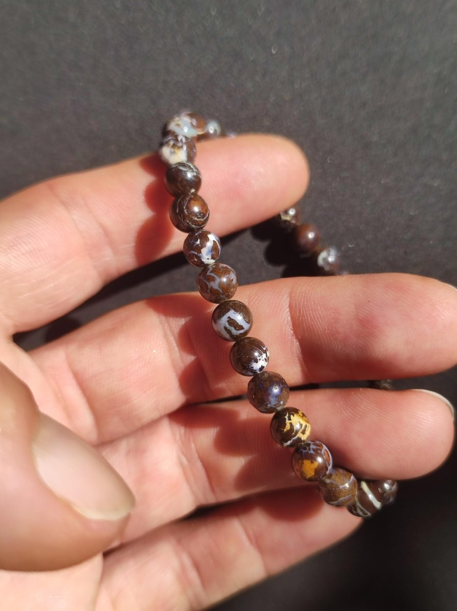 6mm Boulder Opal - Edelstein Perlen Armband *Unikat* Natur Heilstein echt Kristall Rarität Geschenk Mann Frau Mutter Er Sie braun - Art of Nature Berlin