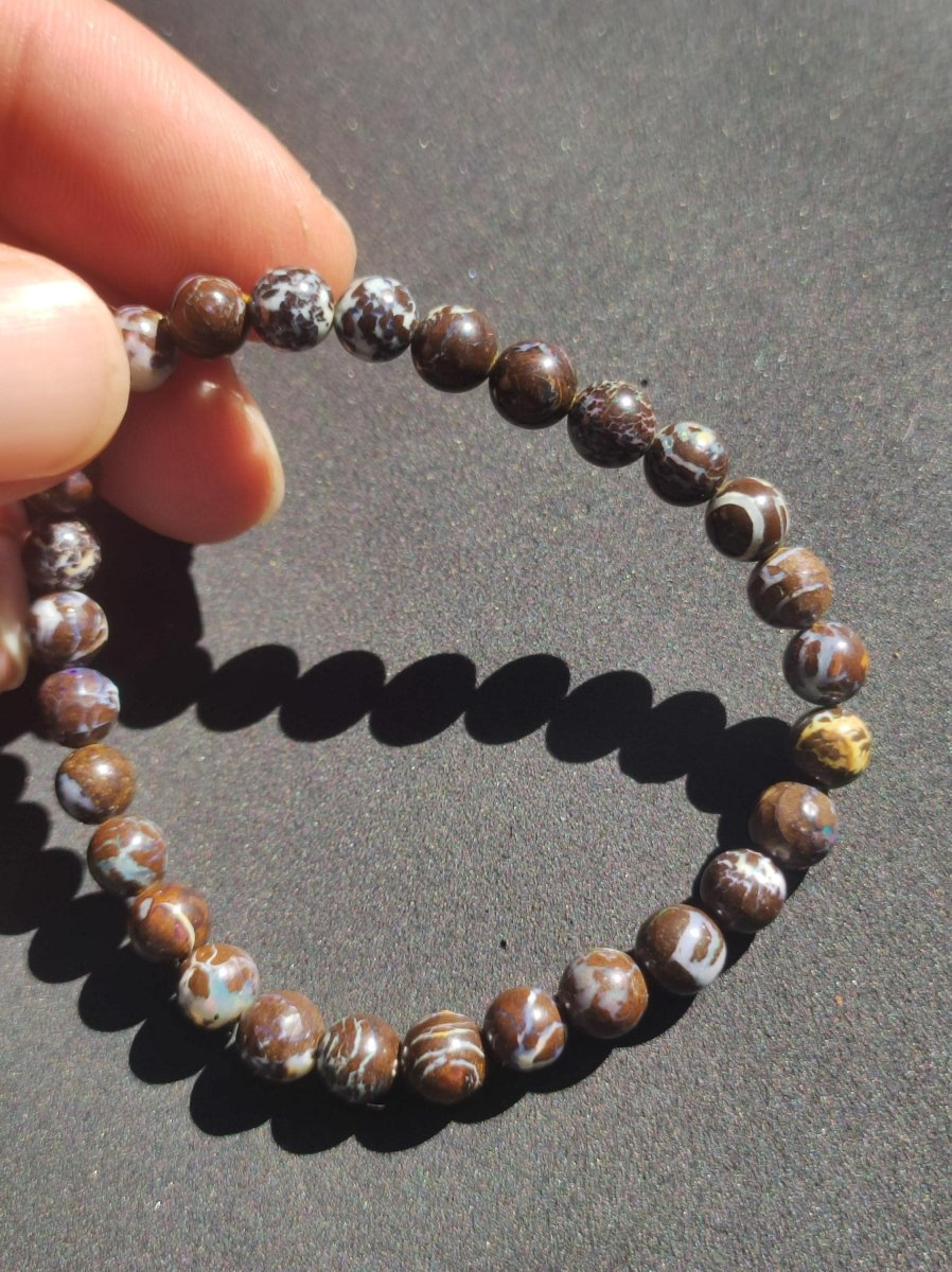 6mm Boulder Opal - Edelstein Perlen Armband *Unikat* Natur Heilstein echt Kristall Rarität Geschenk Mann Frau Mutter Er Sie braun - Art of Nature Berlin
