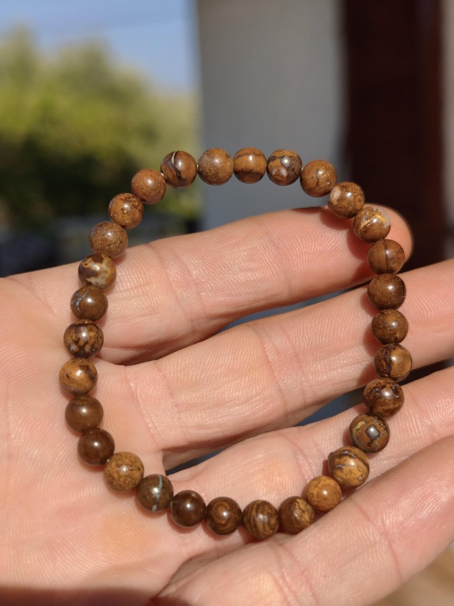 6mm Boulder Opal Queensland *RARITÄT* Stretch ~ Edelstein Armband Boho Ethno Heilstein Rarität buntes Armband natürlich Mann Frau Geschenk - Art of Nature Berlin