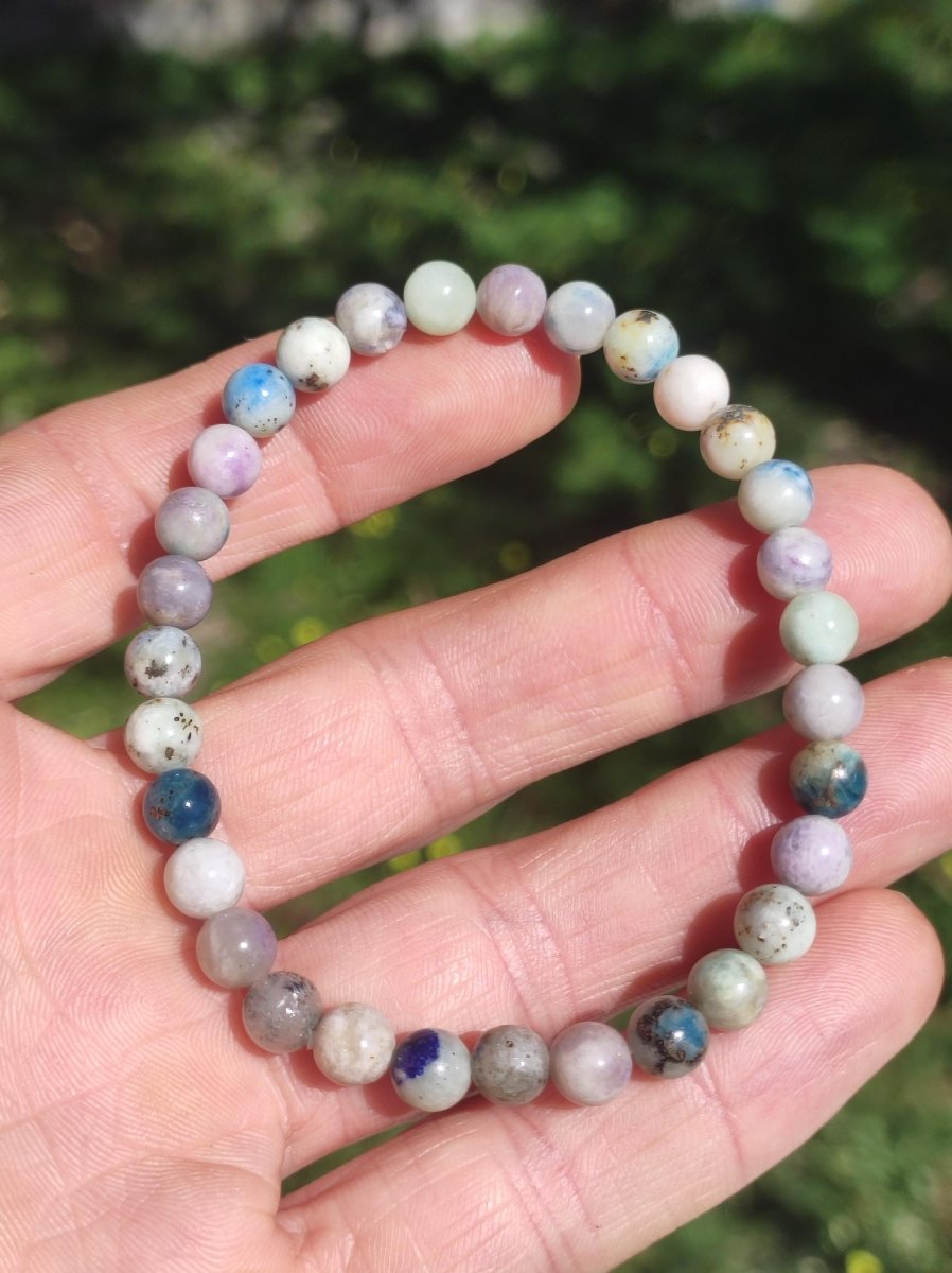 6mm Hackmanit *Rarität* Edelstein Stretch Armband blau rosa weiß Perlen Kristall Geschenk Mann Frau Selten Heilstein Er Sie Vater Mutter - Art of Nature Berlin