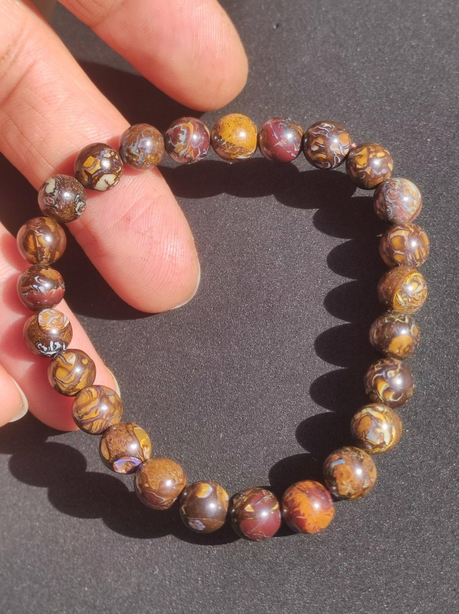 7,5mm Boulder Opal - Edelstein Perlen Armband *Unikat* Natur Heilstein echt Kristall Rarität Geschenk Mann Frau Mutter Er Sie braun - Art of Nature Berlin