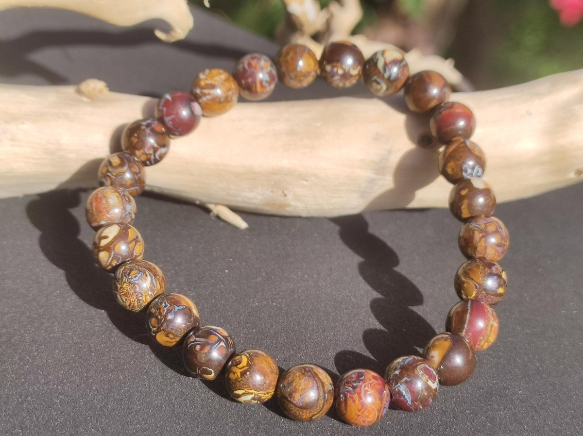 7,5mm Boulder Opal - Edelstein Perlen Armband *Unikat* Natur Heilstein echt Kristall Rarität Geschenk Mann Frau Mutter Er Sie braun - Art of Nature Berlin