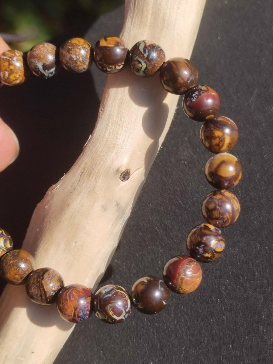 7,5mm Boulder Opal - Edelstein Perlen Armband *Unikat* Natur Heilstein echt Kristall Rarität Geschenk Mann Frau Mutter Er Sie braun - Art of Nature Berlin