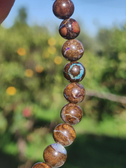 7,5mm Boulder Opal - Edelstein Perlen Armband *Unikat* Natur Heilstein echt Kristall Rarität Geschenk Mann Frau Mutter Er Sie braun - Art of Nature Berlin