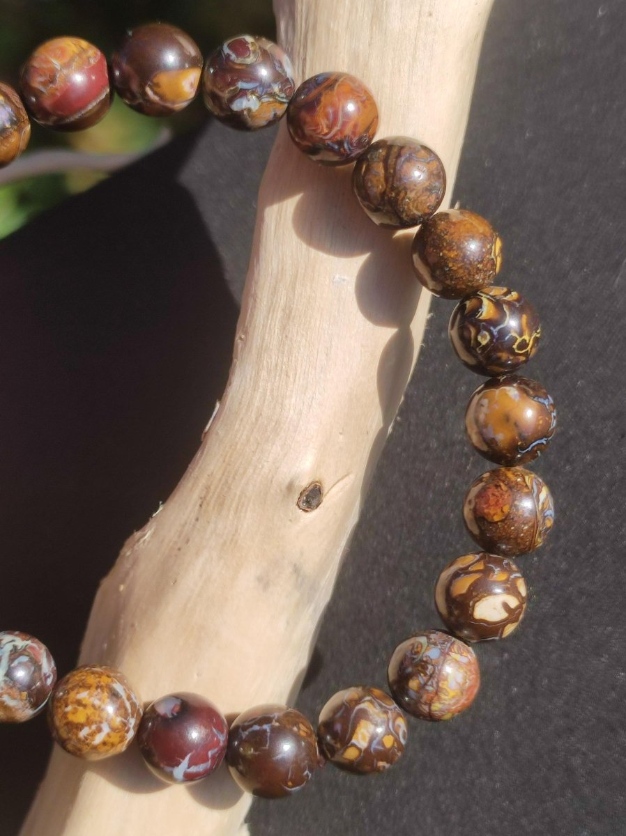 7,5mm Boulder Opal - Edelstein Perlen Armband *Unikat* Natur Heilstein echt Kristall Rarität Geschenk Mann Frau Mutter Er Sie braun - Art of Nature Berlin