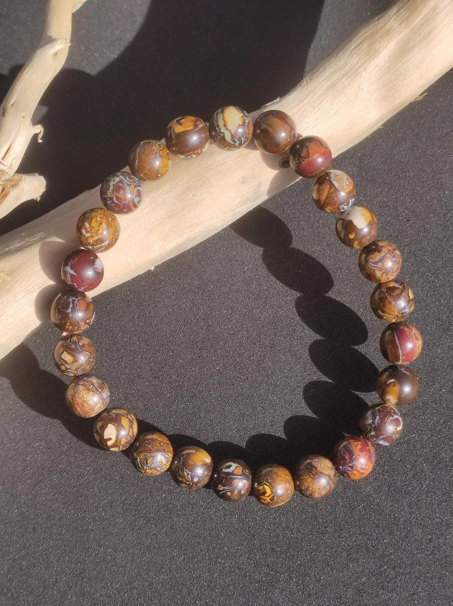 7,5mm Boulder Opal - Edelstein Perlen Armband *Unikat* Natur Heilstein echt Kristall Rarität Geschenk Mann Frau Mutter Er Sie braun - Art of Nature Berlin