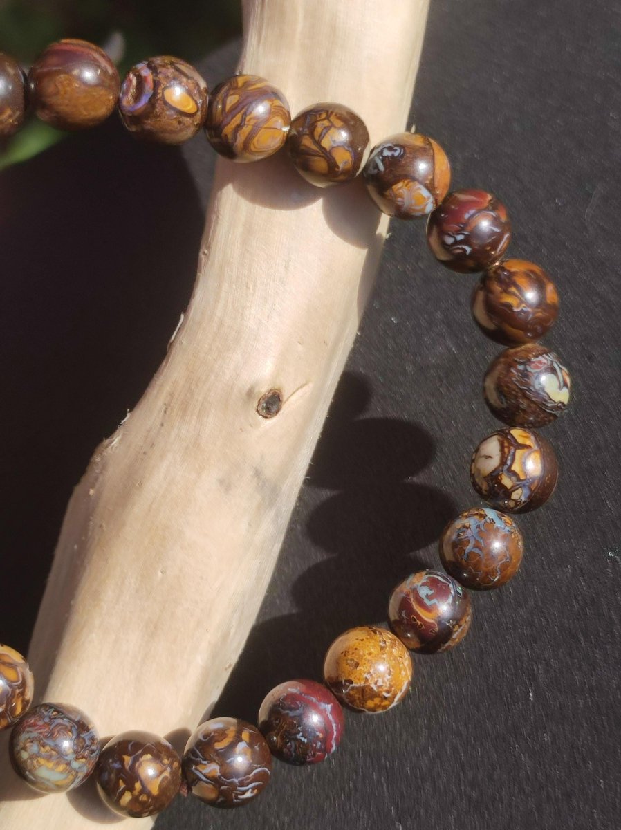 7,5mm Boulder Opal - Edelstein Perlen Armband *Unikat* Natur Heilstein echt Kristall Rarität Geschenk Mann Frau Mutter Er Sie braun - Art of Nature Berlin