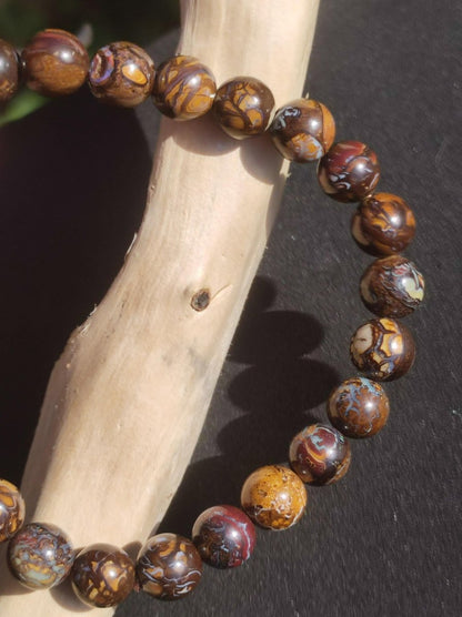 7,5mm Boulder Opal - Edelstein Perlen Armband *Unikat* Natur Heilstein echt Kristall Rarität Geschenk Mann Frau Mutter Er Sie braun - Art of Nature Berlin