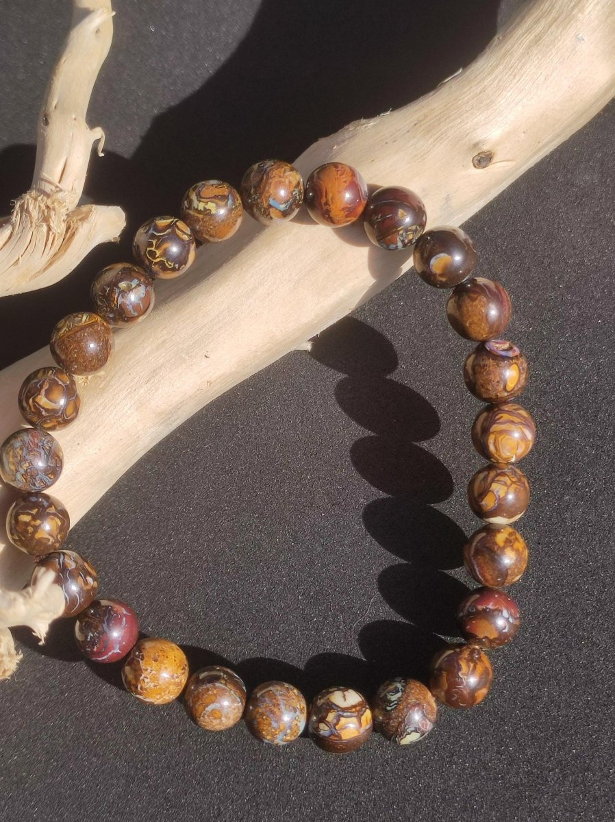 7,5mm Boulder Opal - Edelstein Perlen Armband *Unikat* Natur Heilstein echt Kristall Rarität Geschenk Mann Frau Mutter Er Sie braun - Art of Nature Berlin