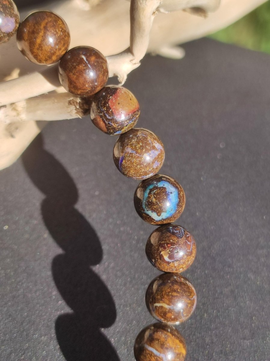 7,5mm Boulder Opal - Edelstein Perlen Armband *Unikat* Natur Heilstein echt Kristall Rarität Geschenk Mann Frau Mutter Er Sie braun - Art of Nature Berlin
