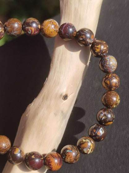 7,5mm Boulder Opal - Edelstein Perlen Armband *Unikat* Natur Heilstein echt Kristall Rarität Geschenk Mann Frau Mutter Er Sie braun - Art of Nature Berlin