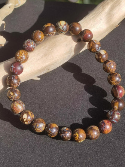 7,5mm Boulder Opal - Edelstein Perlen Armband *Unikat* Natur Heilstein echt Kristall Rarität Geschenk Mann Frau Mutter Er Sie braun - Art of Nature Berlin