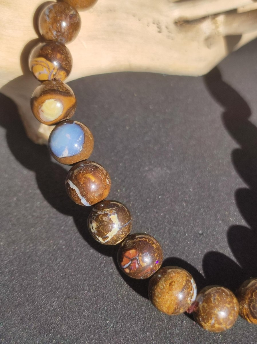 7,5mm Boulder Opal - Edelstein Perlen Armband *Unikat* Natur Heilstein echt Kristall Rarität Geschenk Mann Frau Mutter Er Sie braun - Art of Nature Berlin