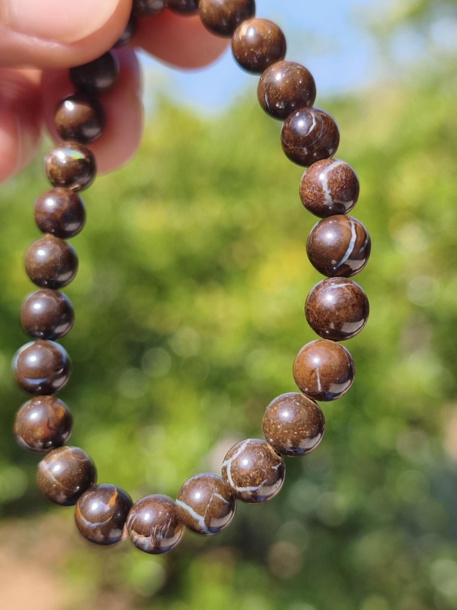 7mm Boulder Opal - Edelstein Perlen Armband *Unikat* Natur Heilstein echt Kristall Rarität Geschenk Mann Frau Mutter Er Sie braun - Art of Nature Berlin
