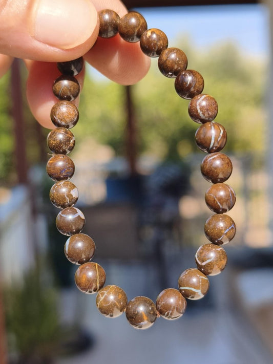 7mm Boulder Opal - Edelstein Perlen Armband *Unikat* Natur Heilstein echt Kristall Rarität Geschenk Mann Frau Mutter Er Sie braun - Art of Nature Berlin