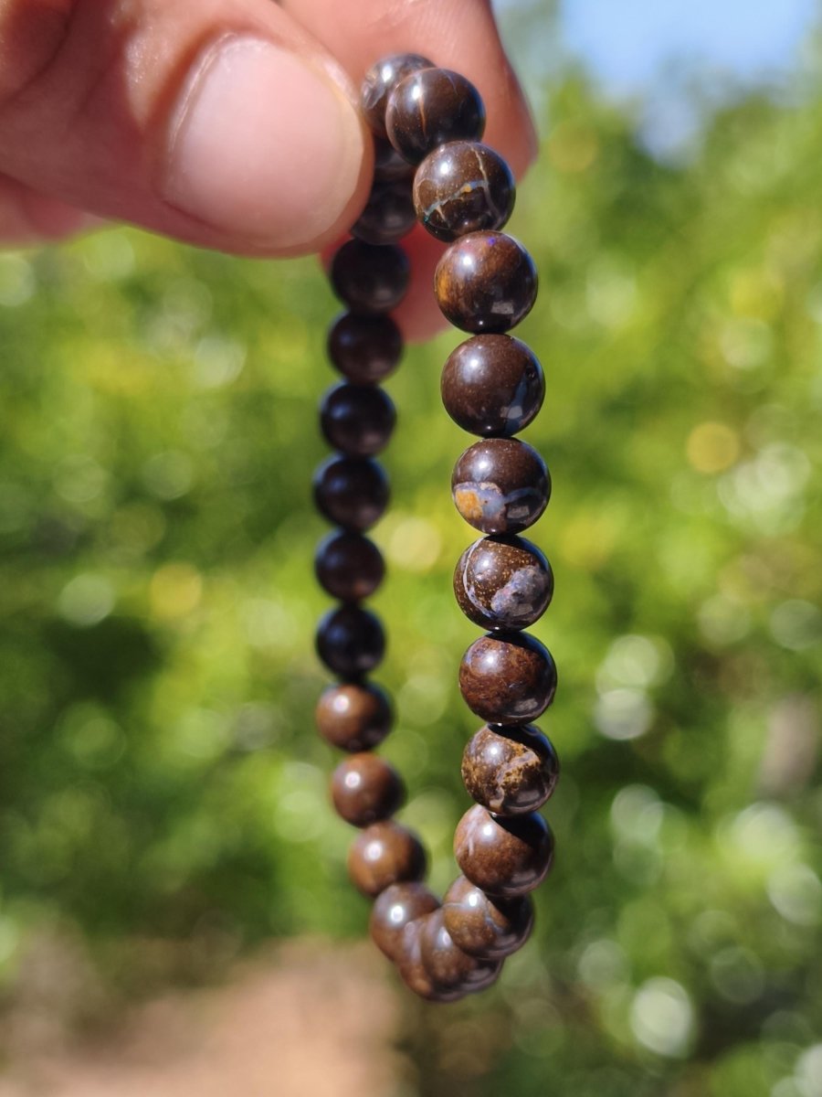 7mm Boulder Opal - Edelstein Perlen Armband *Unikat* Natur Heilstein echt Kristall Rarität Geschenk Mann Frau Mutter Er Sie braun - Art of Nature Berlin
