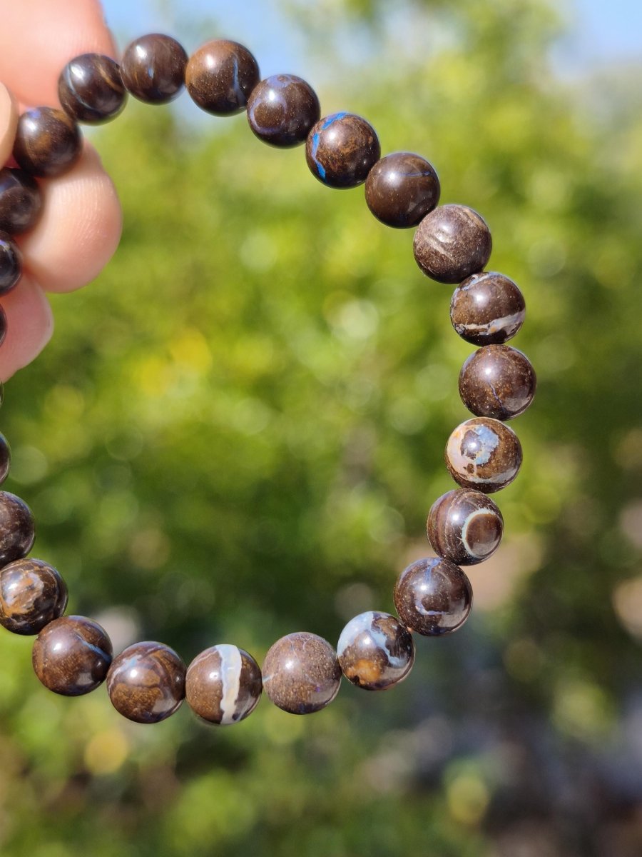 7mm Boulder Opal - Edelstein Perlen Armband *Unikat* Natur Heilstein echt Kristall Rarität Geschenk Mann Frau Mutter Er Sie braun - Art of Nature Berlin