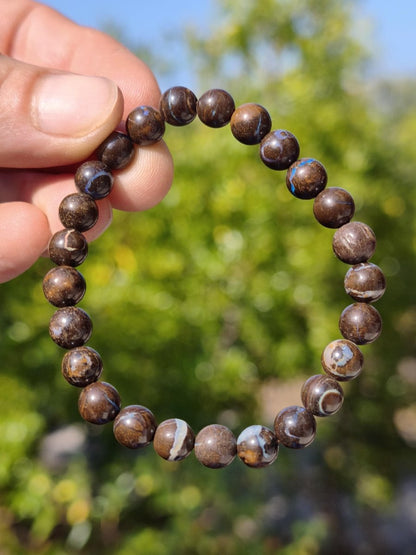 7mm Boulder Opal - Edelstein Perlen Armband *Unikat* Natur Heilstein echt Kristall Rarität Geschenk Mann Frau Mutter Er Sie braun - Art of Nature Berlin
