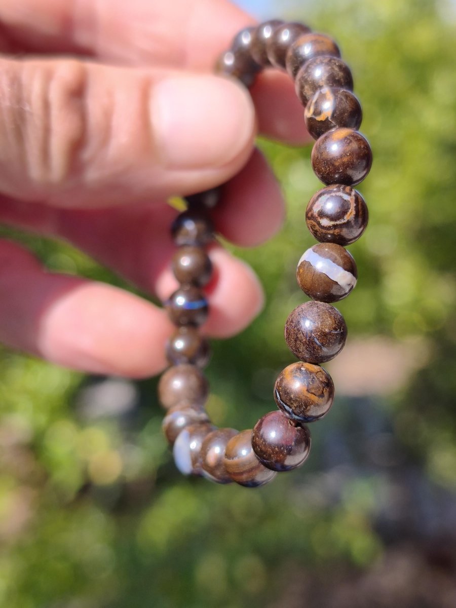 7mm Boulder Opal - Edelstein Perlen Armband *Unikat* Natur Heilstein echt Kristall Rarität Geschenk Mann Frau Mutter Er Sie braun - Art of Nature Berlin