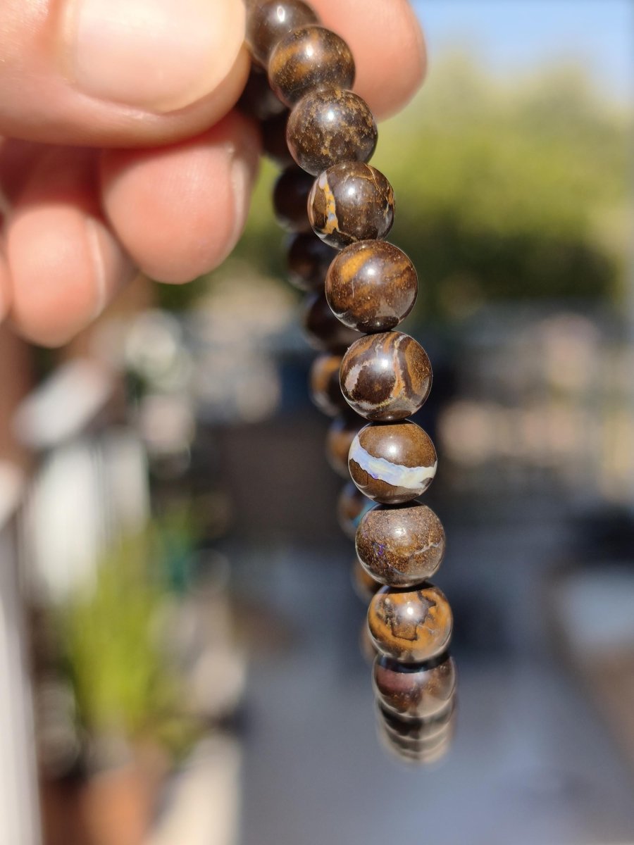 7mm Boulder Opal - Edelstein Perlen Armband *Unikat* Natur Heilstein echt Kristall Rarität Geschenk Mann Frau Mutter Er Sie braun - Art of Nature Berlin