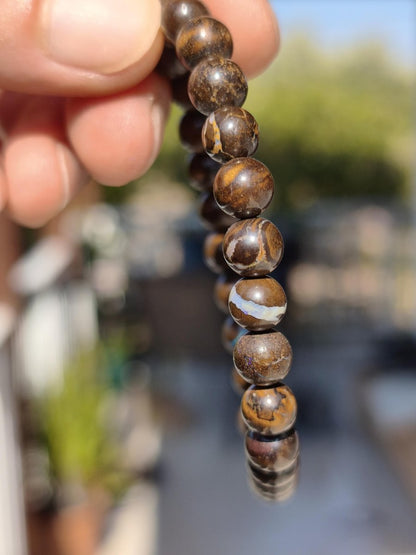 7mm Boulder Opal - Edelstein Perlen Armband *Unikat* Natur Heilstein echt Kristall Rarität Geschenk Mann Frau Mutter Er Sie braun - Art of Nature Berlin