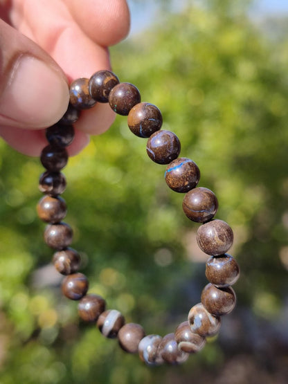 7mm Boulder Opal - Edelstein Perlen Armband *Unikat* Natur Heilstein echt Kristall Rarität Geschenk Mann Frau Mutter Er Sie braun - Art of Nature Berlin