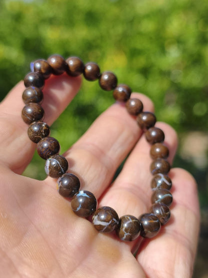 7mm Boulder Opal - Edelstein Perlen Armband *Unikat* Natur Heilstein echt Kristall Rarität Geschenk Mann Frau Mutter Er Sie braun - Art of Nature Berlin