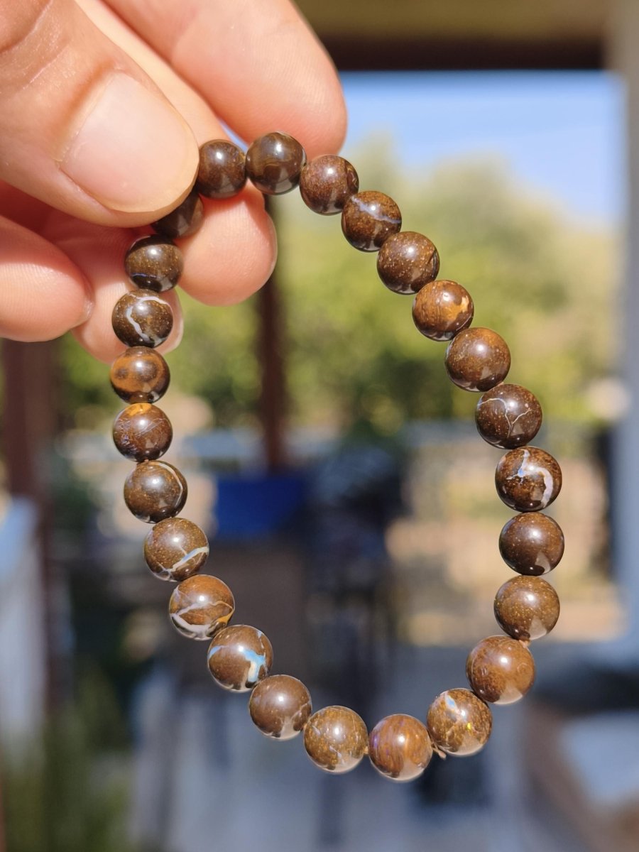 7mm Boulder Opal - Edelstein Perlen Armband *Unikat* Natur Heilstein echt Kristall Rarität Geschenk Mann Frau Mutter Er Sie braun - Art of Nature Berlin