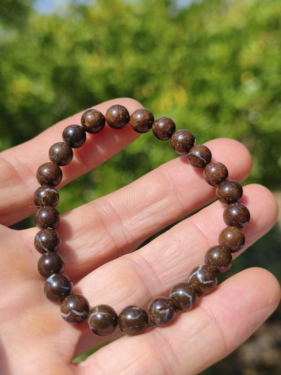 7mm Boulder Opal - Edelstein Perlen Armband *Unikat* Natur Heilstein echt Kristall Rarität Geschenk Mann Frau Mutter Er Sie braun - Art of Nature Berlin