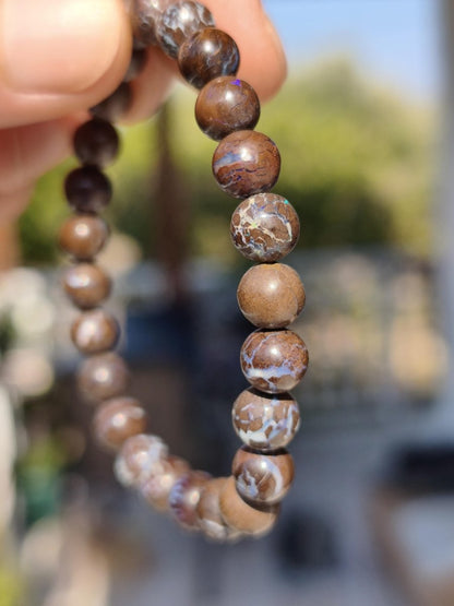 7mm Boulder Opal - Edelstein Perlen Armband *Unikat* Natur Heilstein echt Kristall Rarität Geschenk Mann Frau Mutter Er Sie braun - Art of Nature Berlin