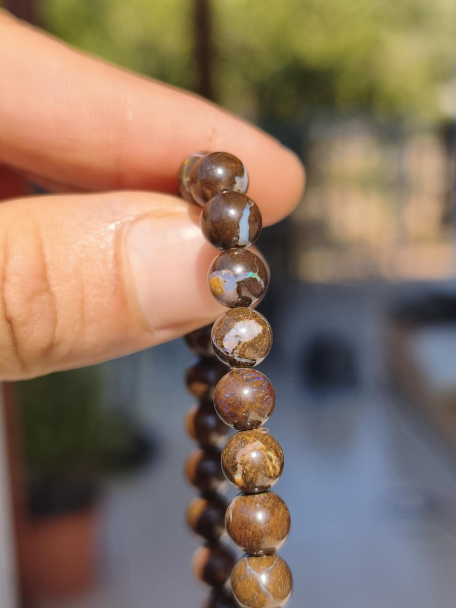 7mm Boulder Opal - Edelstein Perlen Armband *Unikat* Natur Heilstein echt Kristall Rarität Geschenk Mann Frau Mutter Er Sie braun - Art of Nature Berlin