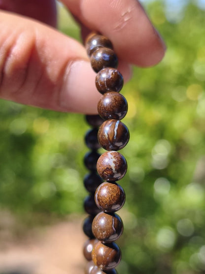 7mm Boulder Opal - Edelstein Perlen Armband *Unikat* Natur Heilstein echt Kristall Rarität Geschenk Mann Frau Mutter Er Sie braun - Art of Nature Berlin