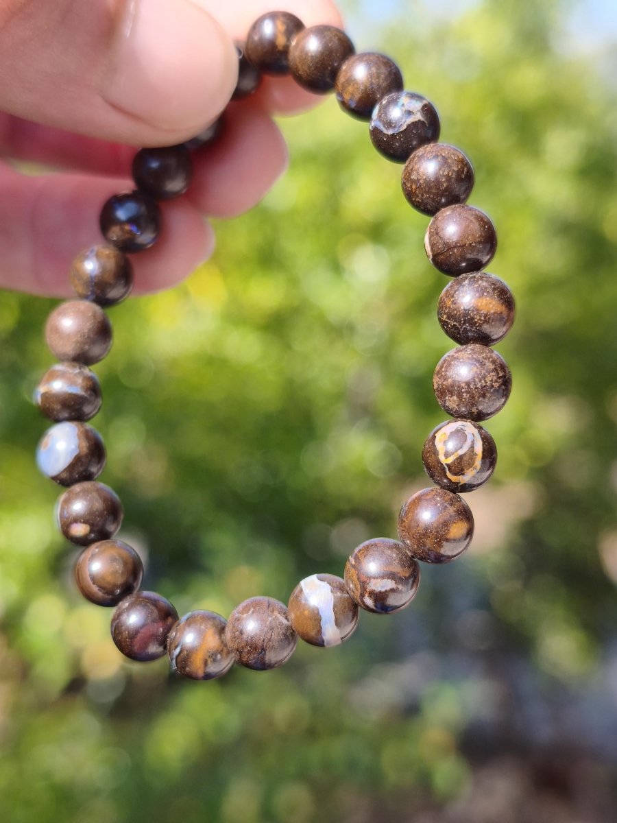 7mm Boulder Opal - Edelstein Perlen Armband *Unikat* Natur Heilstein echt Kristall Rarität Geschenk Mann Frau Mutter Er Sie braun - Art of Nature Berlin