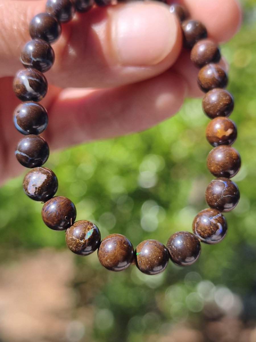 7mm Boulder Opal - Edelstein Perlen Armband *Unikat* Natur Heilstein echt Kristall Rarität Geschenk Mann Frau Mutter Er Sie braun - Art of Nature Berlin