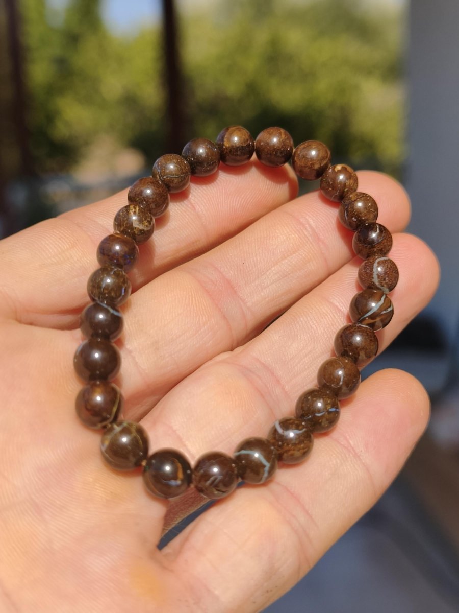 7mm Boulder Opal - Edelstein Perlen Armband *Unikat* Natur Heilstein echt Kristall Rarität Geschenk Mann Frau Mutter Er Sie braun - Art of Nature Berlin