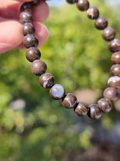 7mm Boulder Opal - Edelstein Perlen Armband *Unikat* Natur Heilstein echt Kristall Rarität Geschenk Mann Frau Mutter Er Sie braun - Art of Nature Berlin