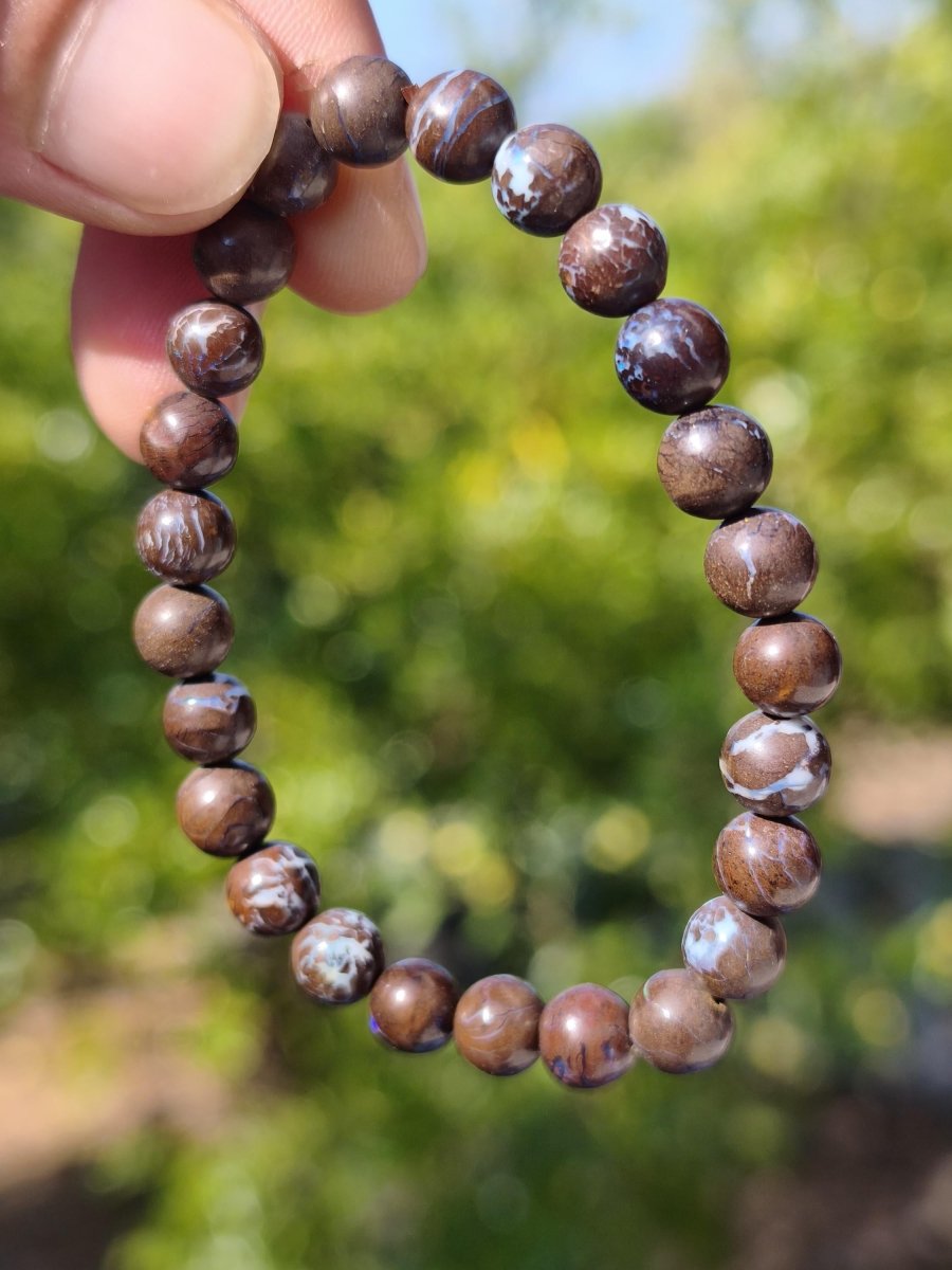 7mm Boulder Opal - Edelstein Perlen Armband *Unikat* Natur Heilstein echt Kristall Rarität Geschenk Mann Frau Mutter Er Sie braun - Art of Nature Berlin